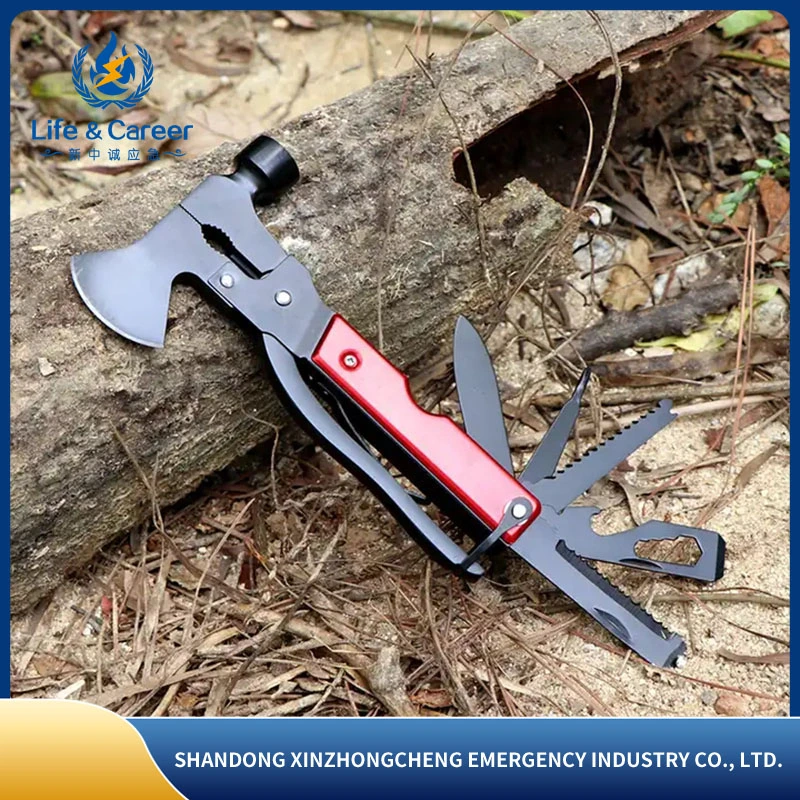 Stainless Steel Multifunction Hammer Knife Axe Pliers Bottle Opener Tool with Wooden Handle
