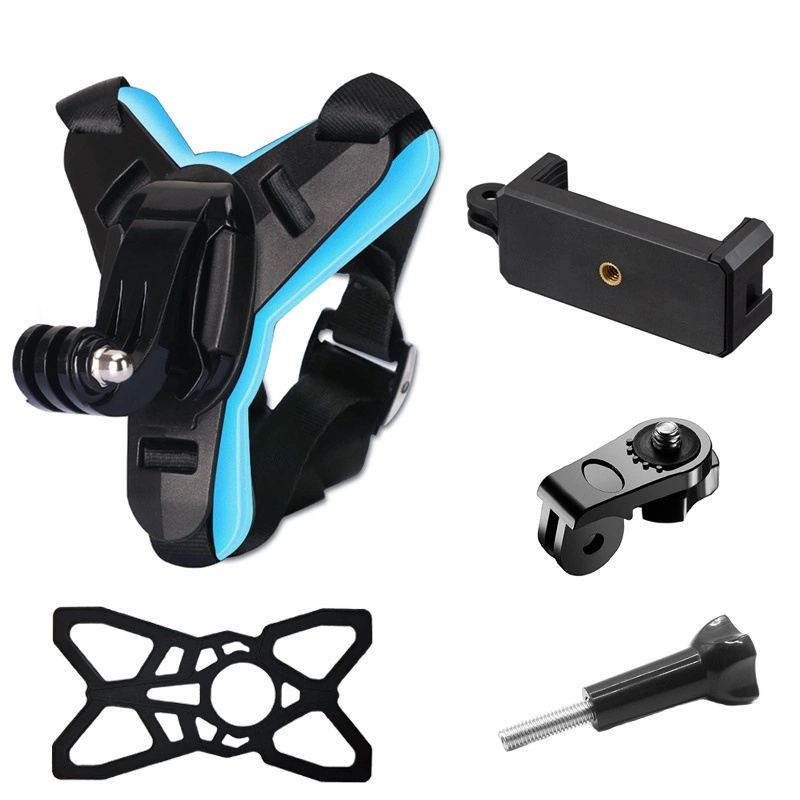 Gopro Helmet Chin Bracket Set Mobile Phone Holder Silicone Mesh Remote Control Motorcycle Helmet Fixed Bracket Accessories