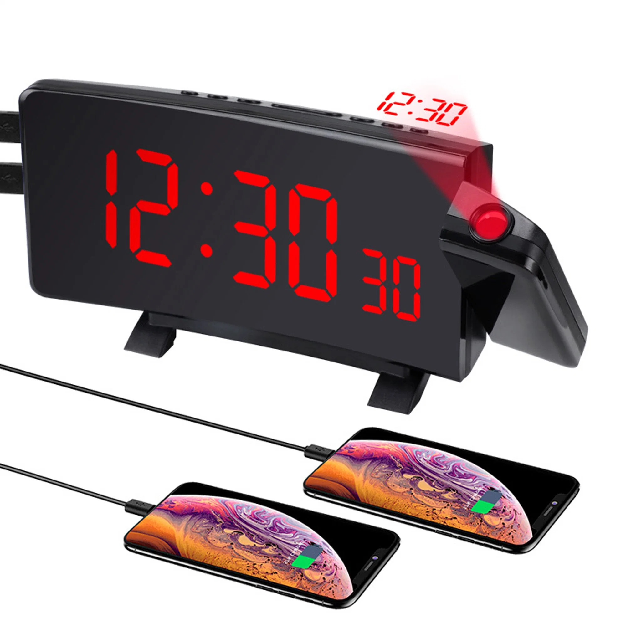 Bedroom Large LED Alarm Clock with Projection on Ceiling Wall Digital Projection Alarm Clock