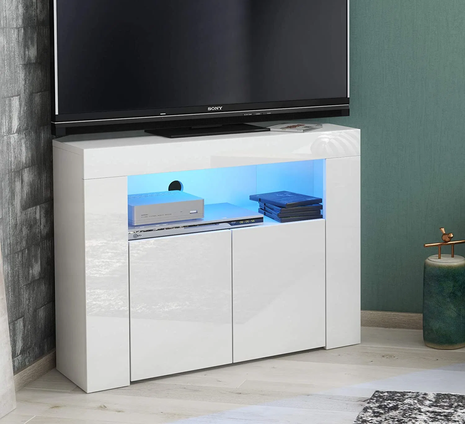 Weiß TV-Standmöbel modernen TV-Standfuß zwei Schubladen TV Steh