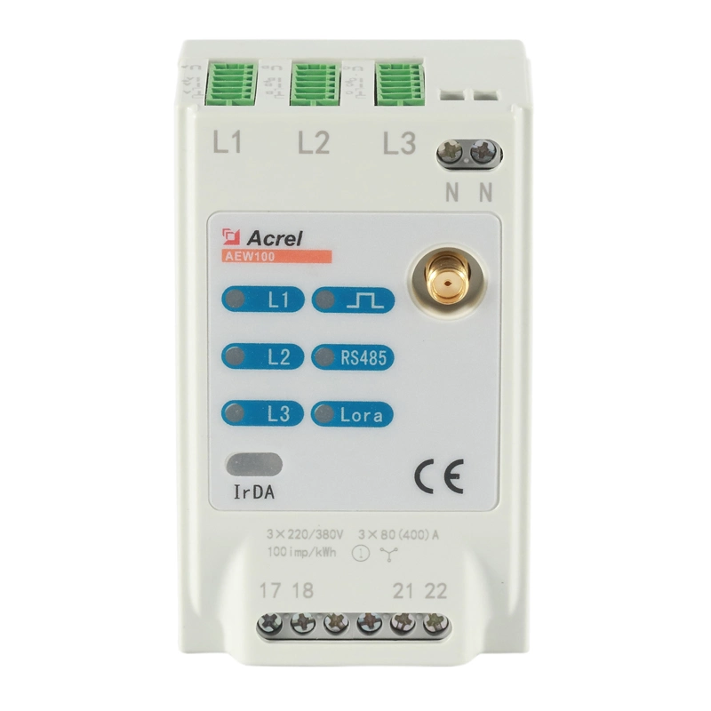 Acrel Three Phase Wireless Energy Meter Small Size Lora Power Meter with RS485 with Cts Optional Temperature Measurement