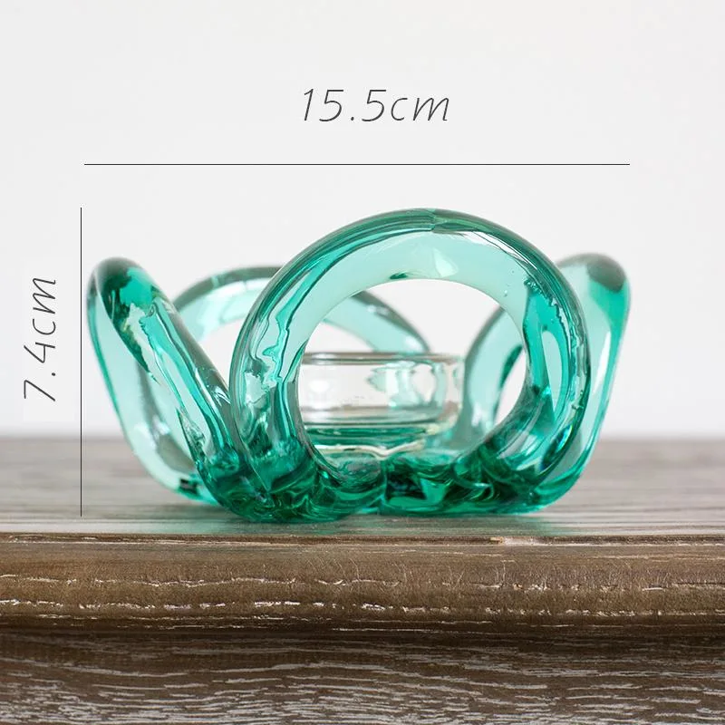 Handmade Glass Candle Holder Craft Glass Tabletop Decoration Wedding Gift Candlelight