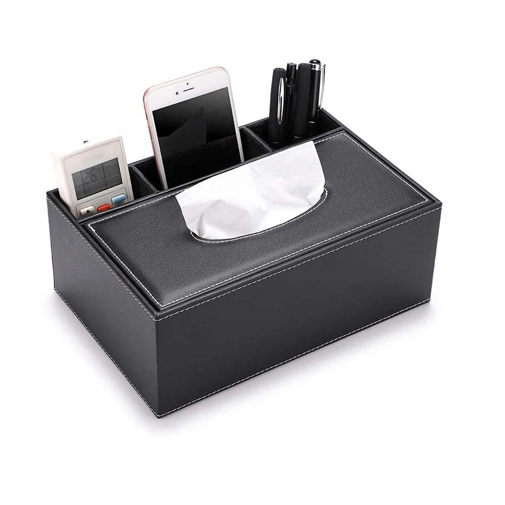 Nice Phone Stand Multi-Functional Desk Organizer Customized Leather Tissue Box with Lid