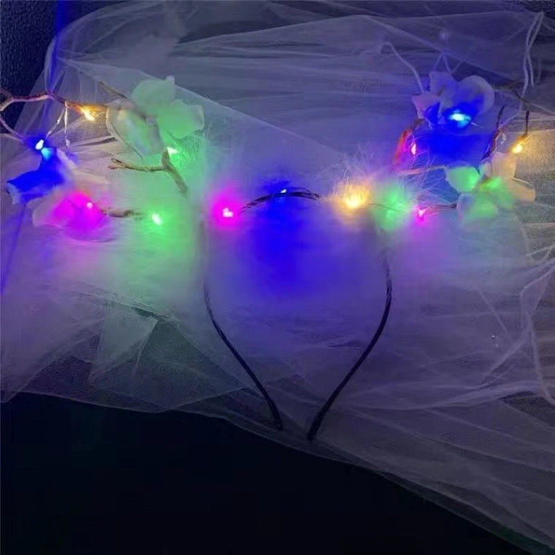 Hot Sale Colorful LED Glowing Glitter Feather LED Hairband Headgear Party Supplies Wholesale/Supplier