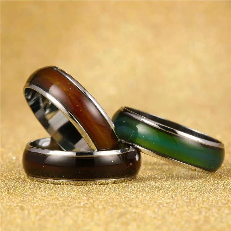 High quality/High cost performance  Water Proof Stainless Steel Temperature Mood Ring