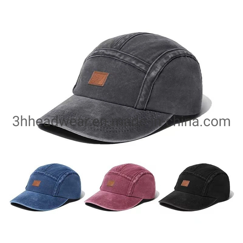 Logotipo personalizado Plain Adulto hombres mujeres Camper Camp Cap Distressed Goras Vintage lavado 5 Panel de béisbol papá sombreros