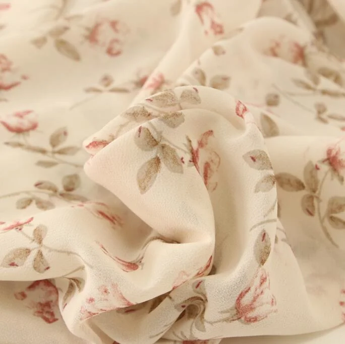 Latest Arrival Customization Color Chiffon Crepe Small Floral Design Digital Printed Silk Pure Chiffon Fabric