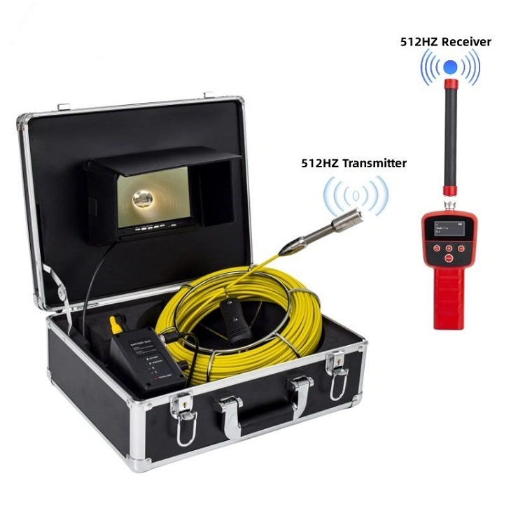 512Hz Locator Pipe Pipeline Drain Inspection System with 1000tvl Video Recorder Camera 23mm/ 20-50meter Cable/7inch Color Screen Pipe Inspection Camera