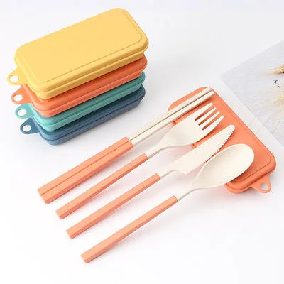 Niños Utensilios reutilizables Viajes Camping Cocina platos conjunto Vajilla Cubiertos