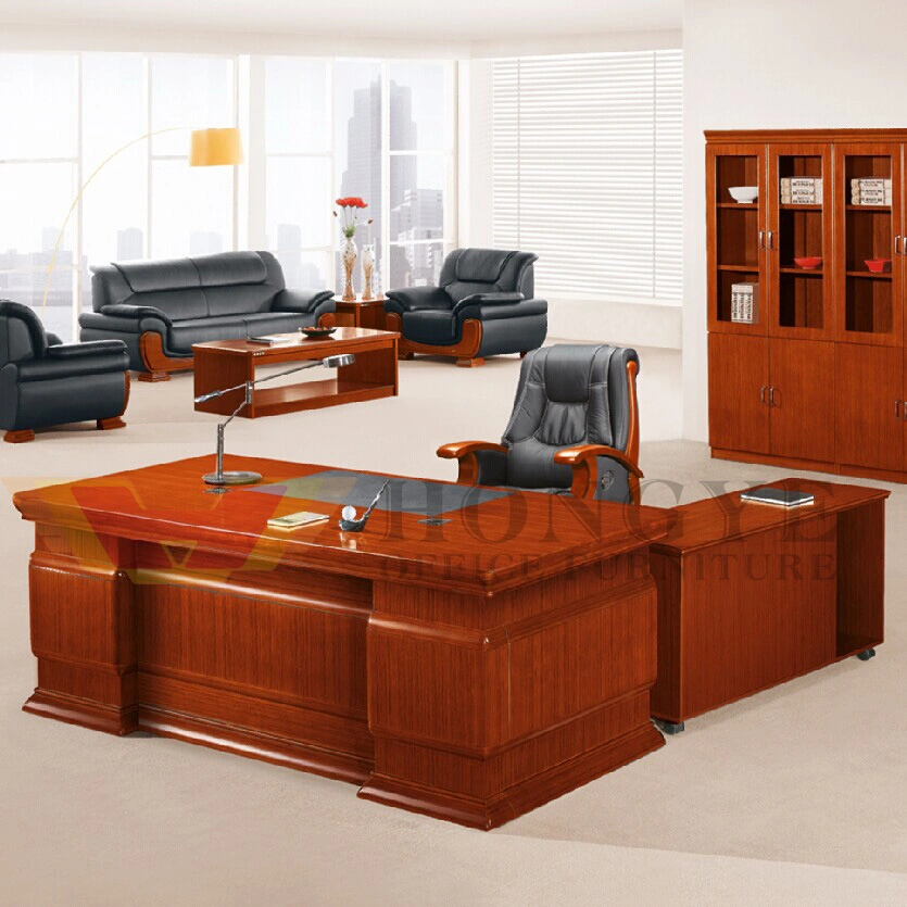 L Shape King Size E1 MDF Veneerluxury Office Executive Table (HY-D7024)