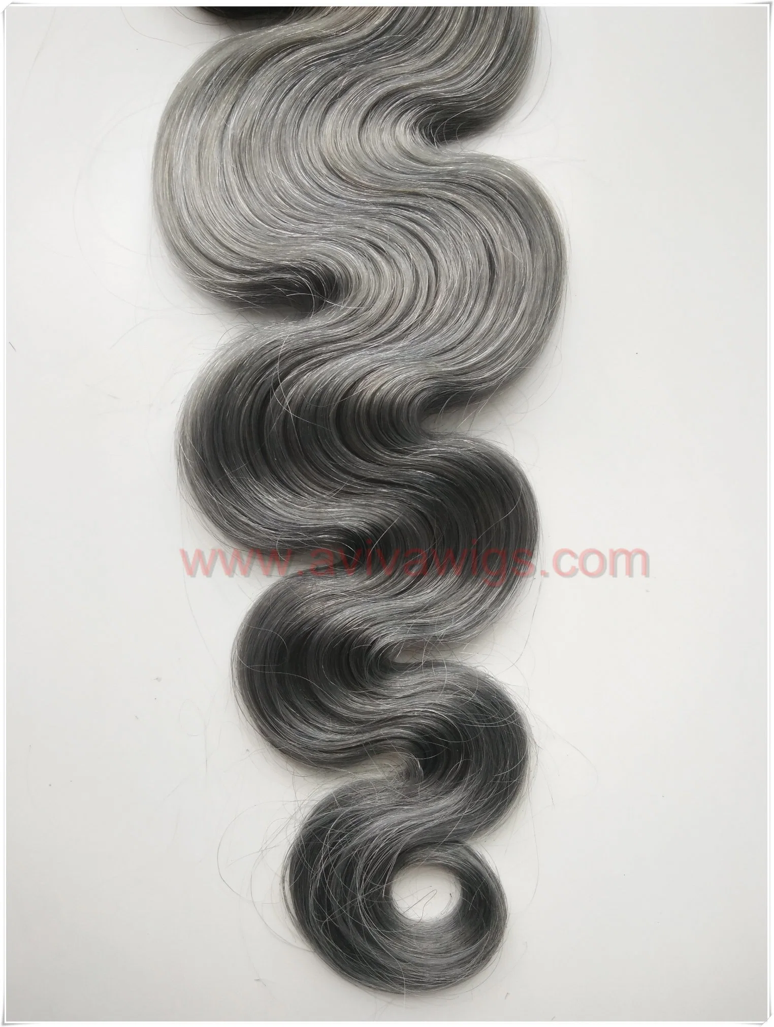 Ombre corps d'extension de cheveux brésiliens cheveux d'onde 1b/Gris Remy des cheveux gris