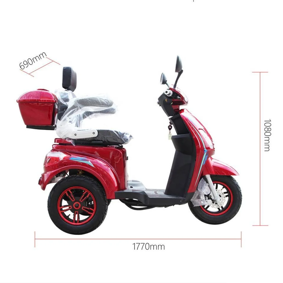 00: 20 10 Inch Fashion Retro Vespa Handicapped Obese Person Auxiliry Reverse Gear Three Speed Rear Drive ABS Plastic Electric Tricycle