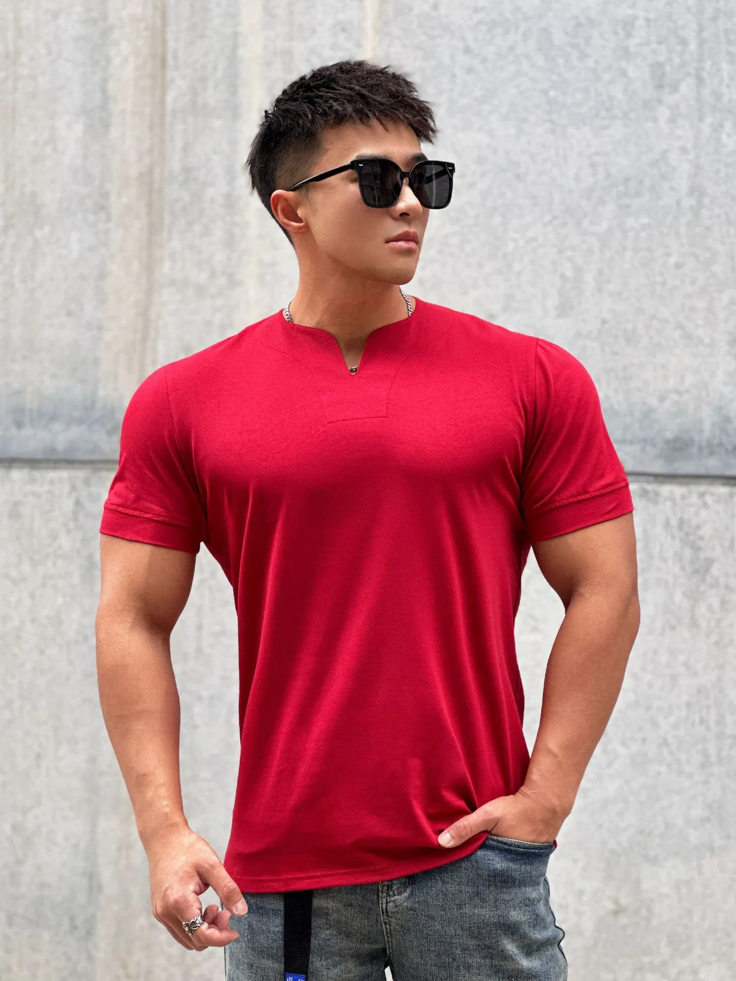 Big Size Sports Men's Fashion Trend Loose V-Neck Short-Sleeved Top Summer T-Shirt