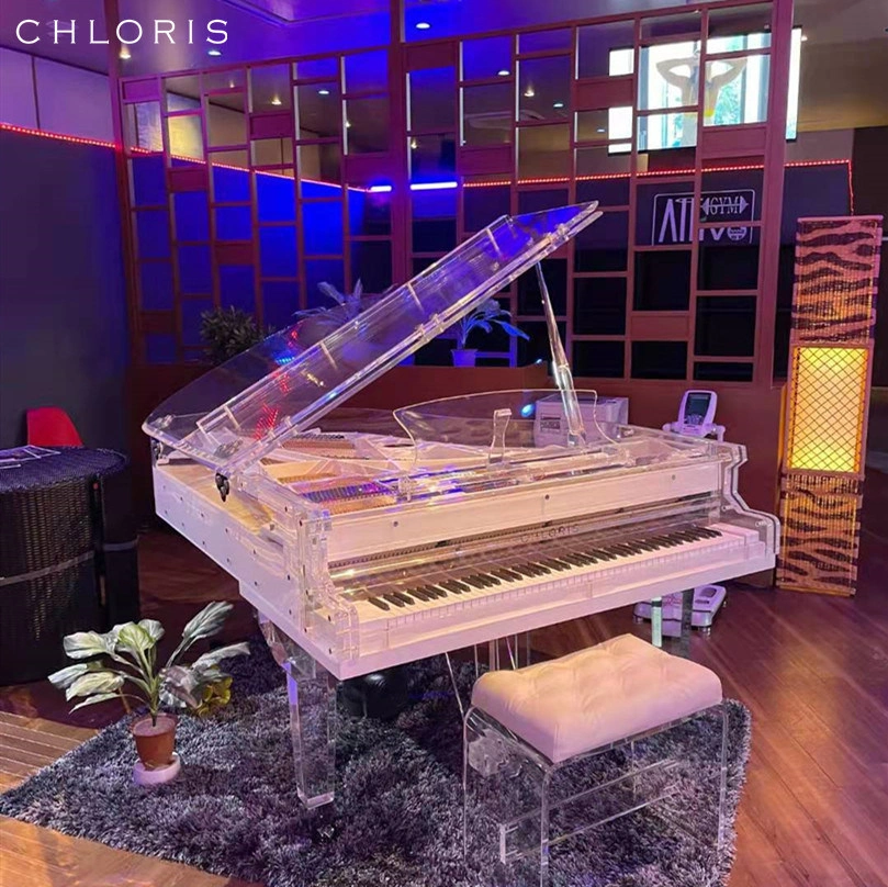 Crystal Baby Grand Piano Hg152A avec banc à piano transparent