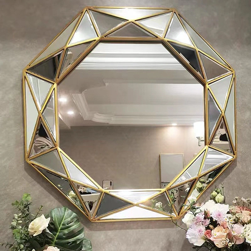 European Style Round Wall Hanging Vintage Household Mirror Porch Background Wall Decorative Mirror