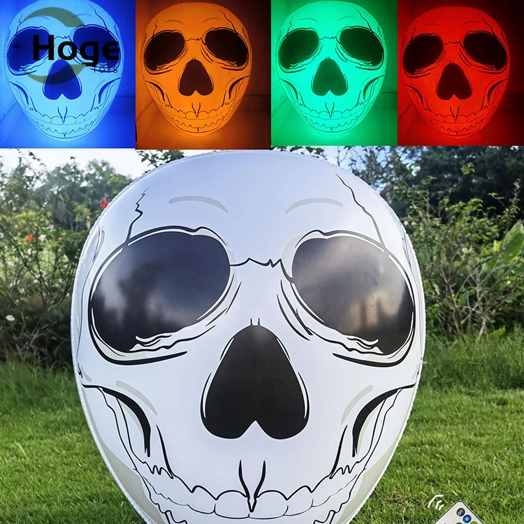 Custom Halloween Decorative Balloons Inflatable Skull Head with 16 Colors-Change LED Lighting for Event Decoration