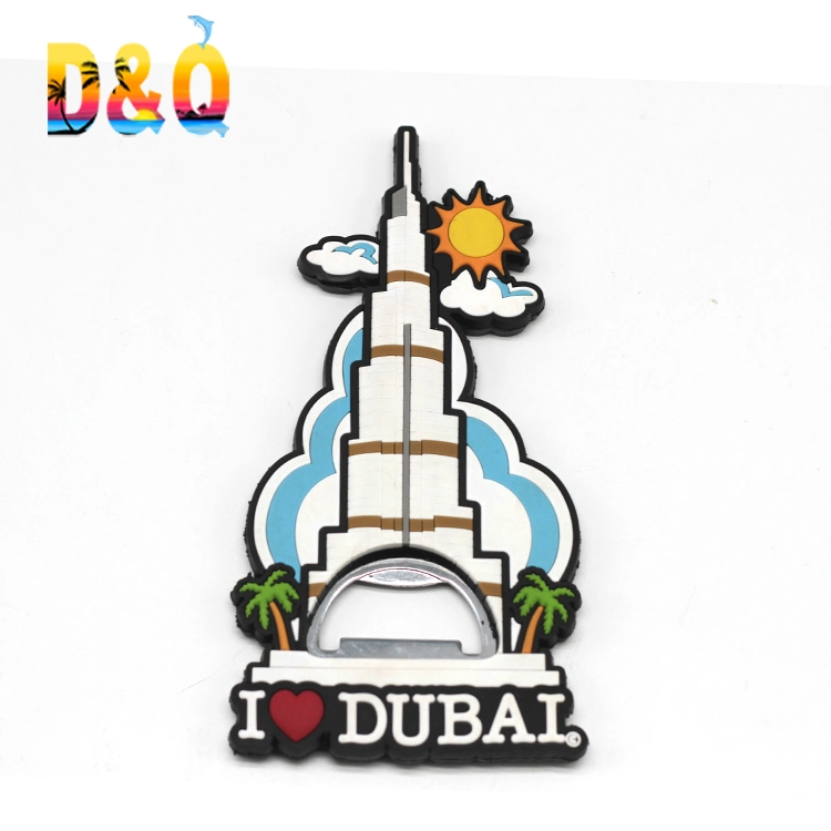 Tourist Souvenir Gift Custom Logo PVC Bottle Opener with Fridge Magnet