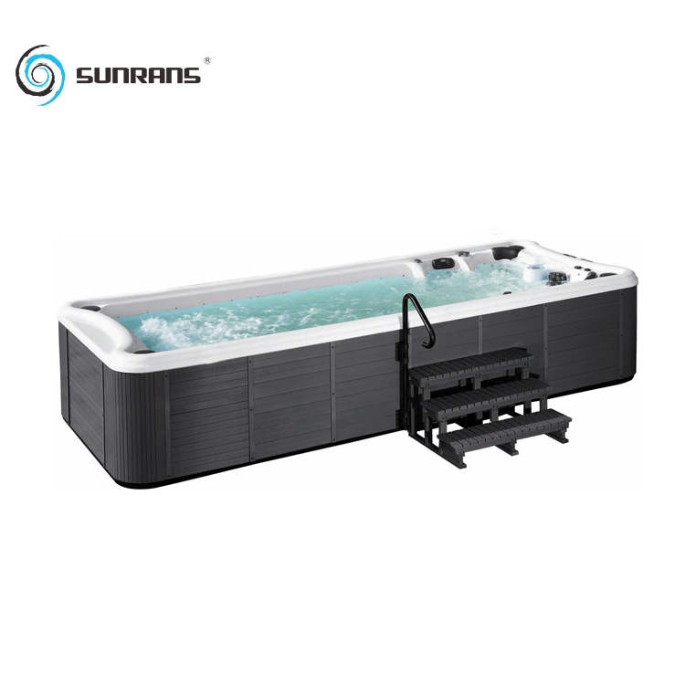 Sunrans Família Usado Ar Livre Jato de Ar Dual Zone Hidroterapia Exercício Swim SPA com Painel de Tela Sensível ao Toque Piscina Acima do Solo