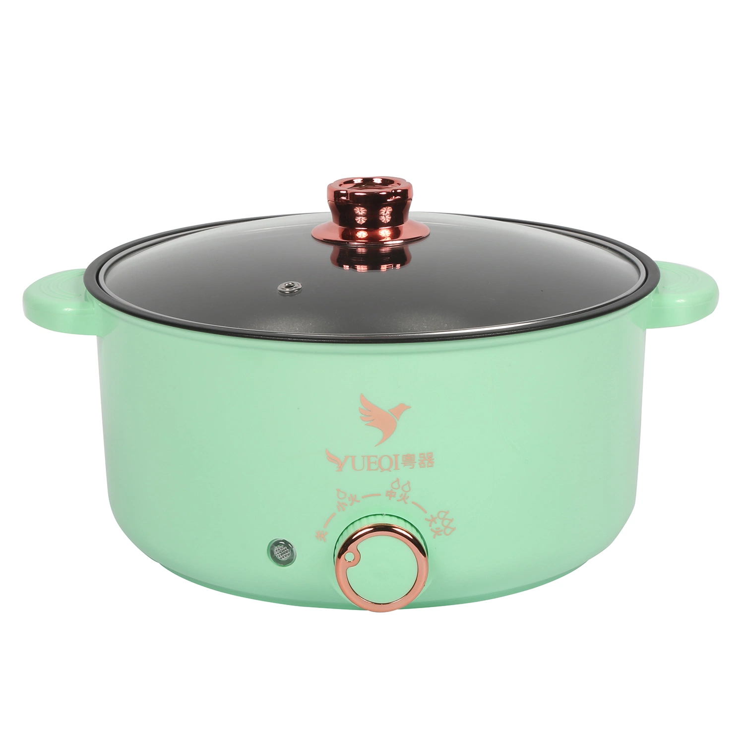 New Light Green Electric Plating 24cm Multi Functional Non Stick Single Pot Electric Hot Pot Electric Frying Pot 2.5L