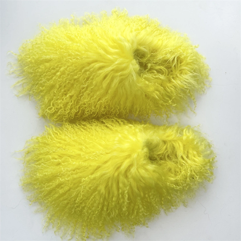 Fashion New Women Real Mongolian Fur Slides Indoor Outdoor Slides