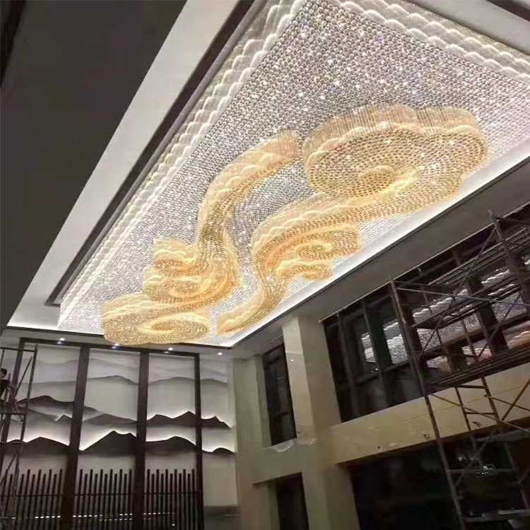 Modern Luxury Decoration Hotel Lobby Hall Custom Logo Project Crystal Pendant Light