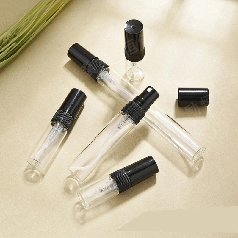 Free Sample 5ml 10ml Portable Transparent Perfume Cosmetic Plastic Spray Bottle Glass with Cap