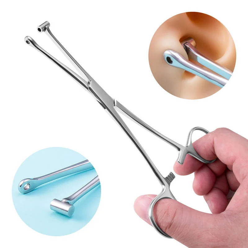 Septum Forceps de acero inoxidable 15,5 cm cuerpo cuerpo cuerpo cuerpo cuerpo de nariz de Navel Pinzas para perforación de orejas / alicates / Forceps resistente al óxido al por mayor Herramienta de perforación