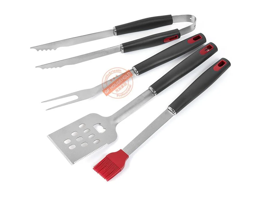 Hot Sale Barbecue Outside 4-Pieces Stainless Steel BBQ Tool Set