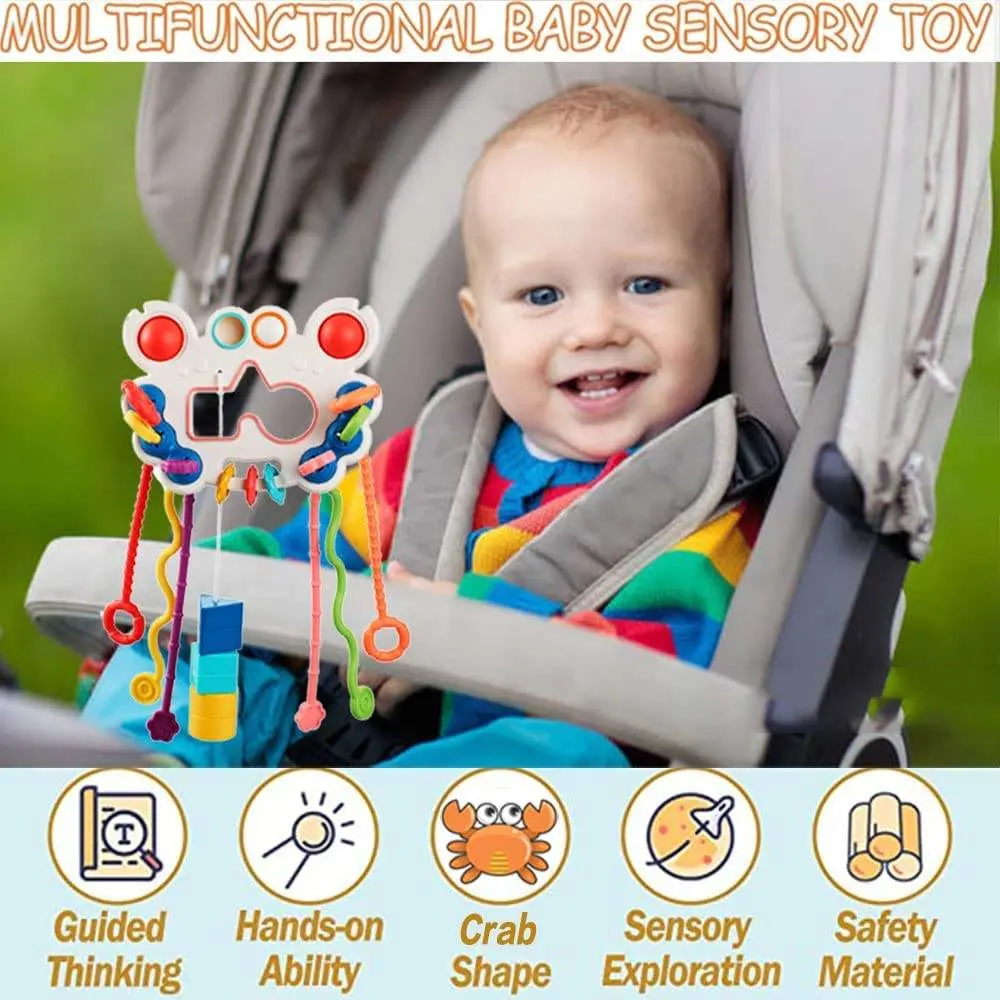 Sensory Silicone Montessori Toys Silicone Pull String Interactive Activity Toys for Baby and Toddler Gifts