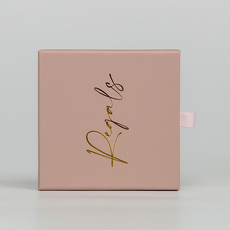 Cabo de fita rosa fosco logotipo personalizado jóias caixa de embalagem