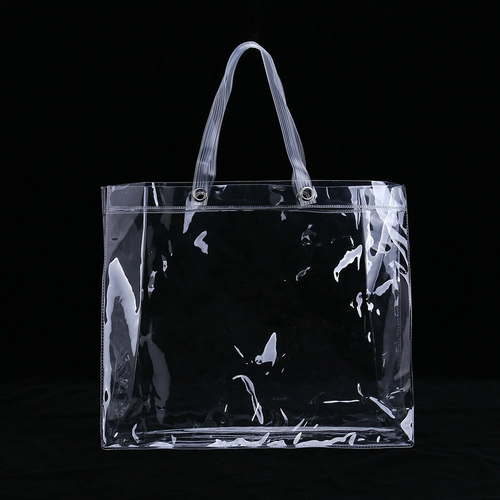 Custom Clear PVC Promotional Gift Bag with Reinforced Metal Eyelets Handles