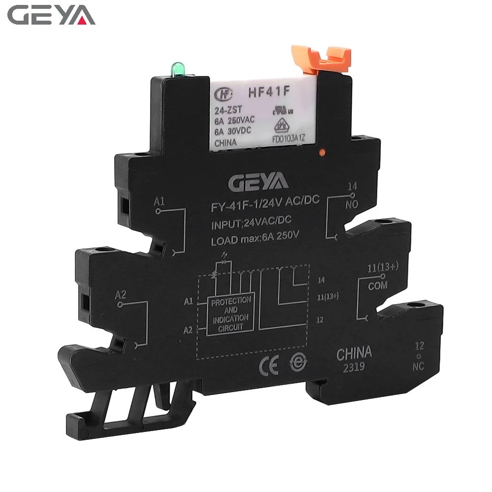 Geya Fy-41f-1 DIN Rail Relay Module with Socket 12VDC or 24VDC