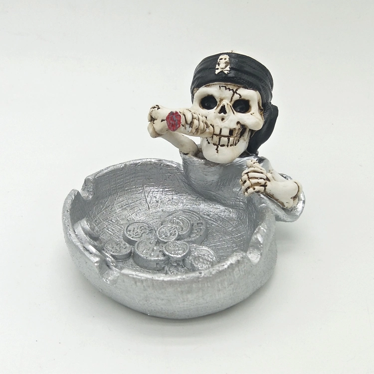 Popular Resin Skull Sculpture Crafts and Gifts Resin Halloween Skull Head Ashtray