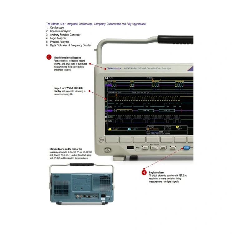 Mdo3022 200 MHz 2,5 GS/s	10 Mpoints 2 Analogkanäle Tektronix Mixed Domain Oszilloskop