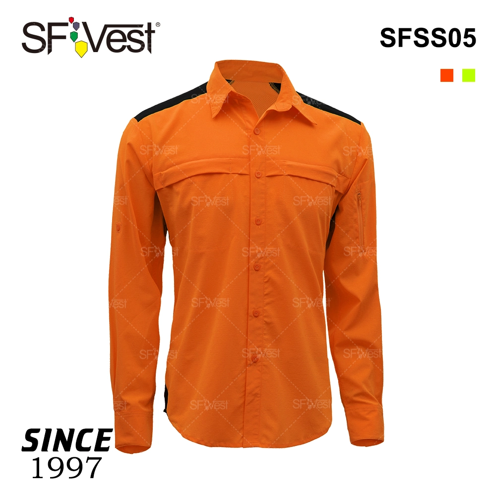 Wholesale/Supplier Safety Clothing Rip Stop Lightweight Breathable Hi Vis Button Shirt for Men Airport Security Workwear Shirts Uniform