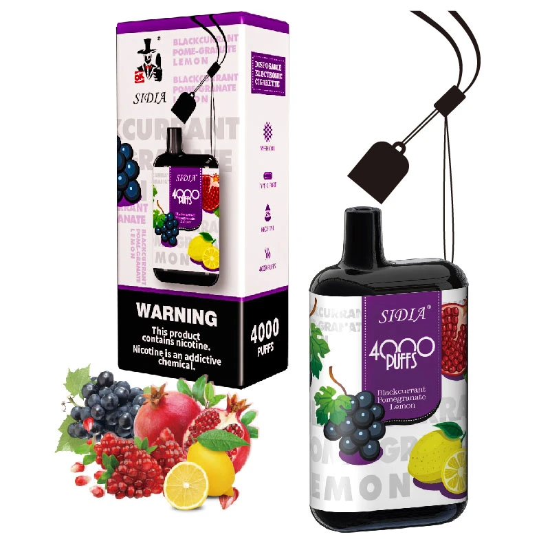 Großhandel Sidia 4000 Puffs 12 ml Einweg-E-Zigarette von Blueberry Zitrone Aus Granatapfel