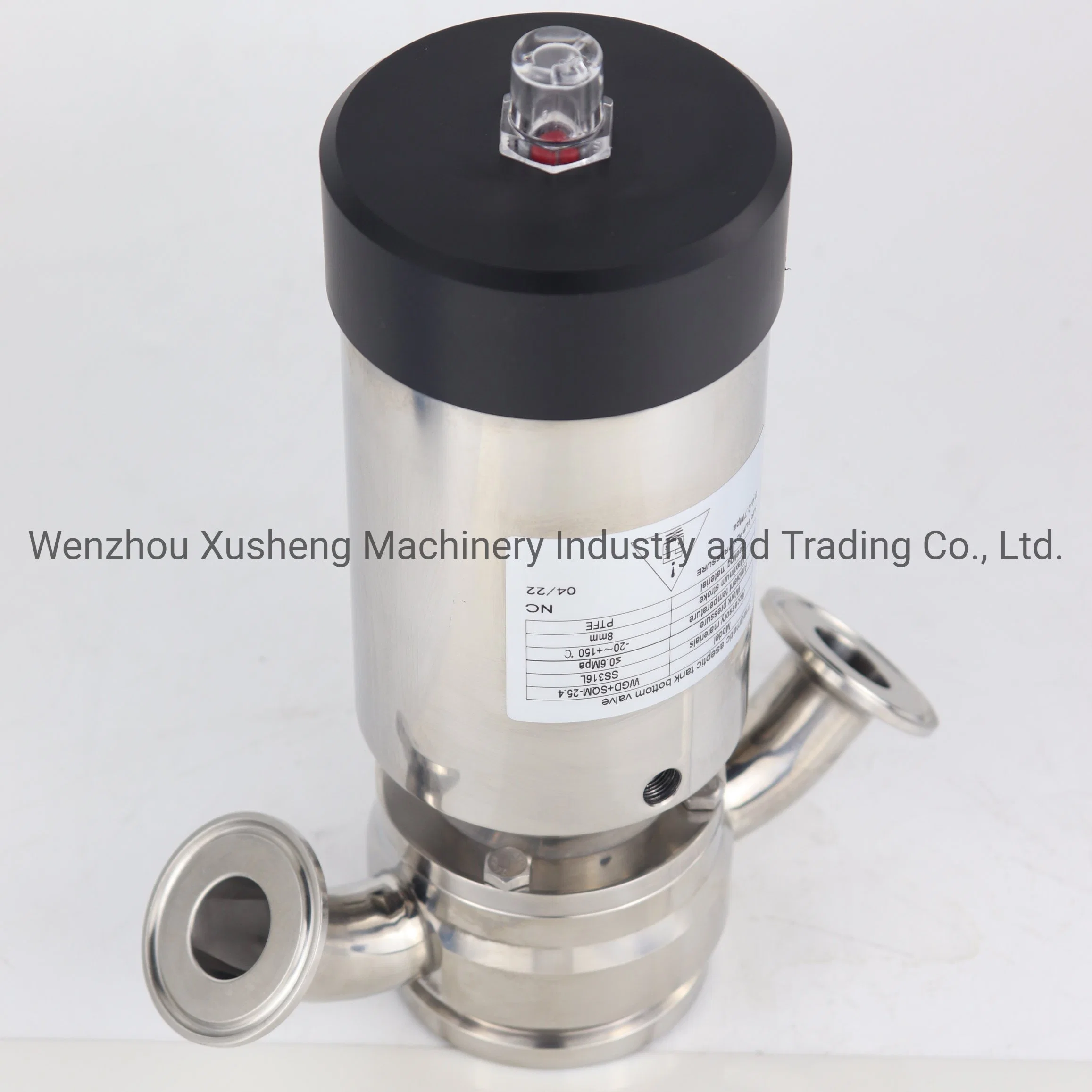 Food Grade Stainless Steel Aseptic Pneumatic Tank Bottom Seat Valve