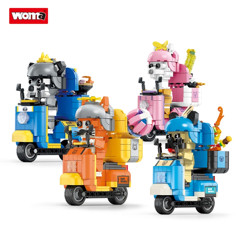 WOMA Spielzeug Walmart Heißer Verkauf Kinder MOC Tier 4 Zoll 1 Katze Hund Pug Schaf Lieferung Motorrad Team Bausteine Backstein Set Juguetes DIY Spielzeug