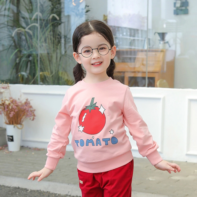 2022 Branded Children&prime; S Fall New Girl&prime; S Round Neck Long Sleeve Pullover