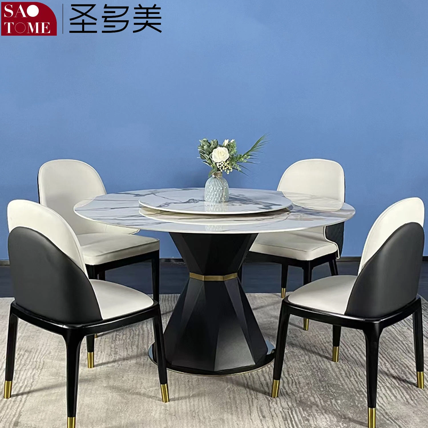 Modern Home Hotel Furniture with Turntable Round Dining Table