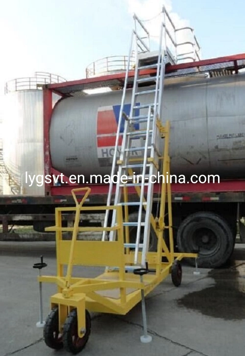 Truck Tanker Safe Access Mobile Movable Platform Ladder with Wheels