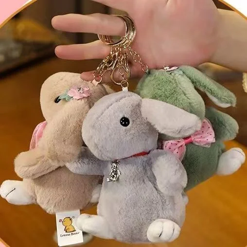 Artificial Bunny Plush Pendant Cute Little White Rabbit Doll Keychain Doll Backpack Hanging Gift