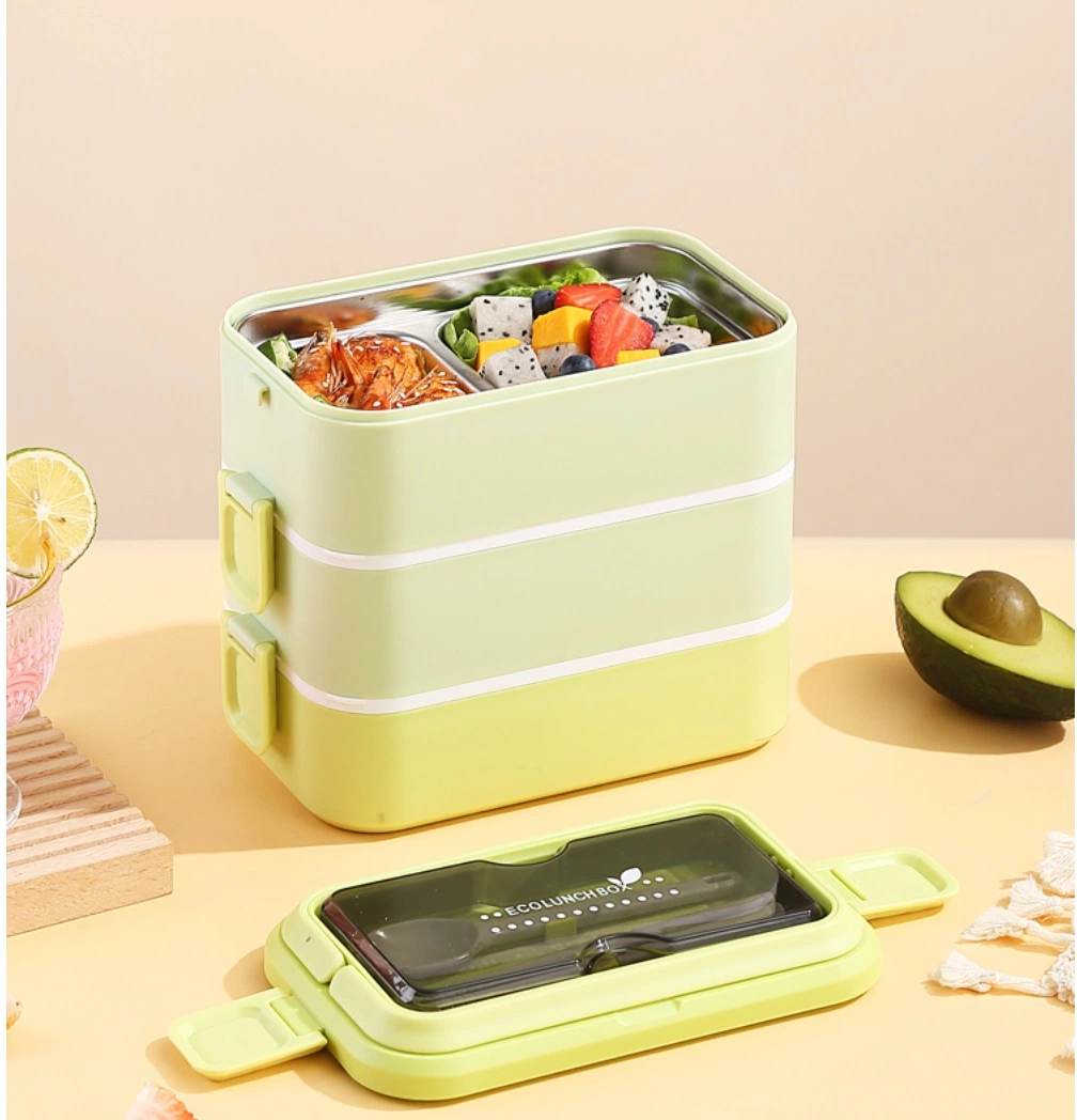 Custom Portable Handle Lunch Box Kids Steel 2 3 Layer Compartment Lunch Box