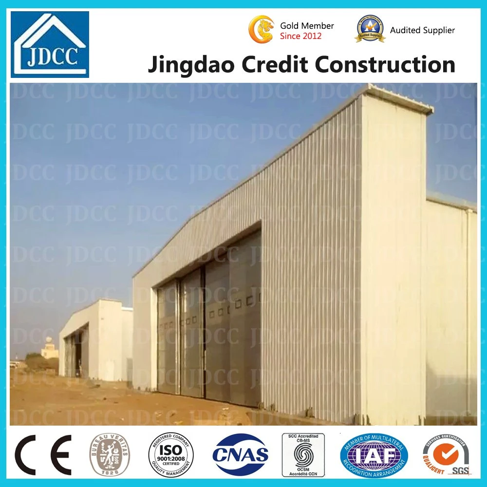 High Performance Jdcc Design All Weather Structure Curve Roof Aircraft Hangar with Flexible Fabric Hangar Gate