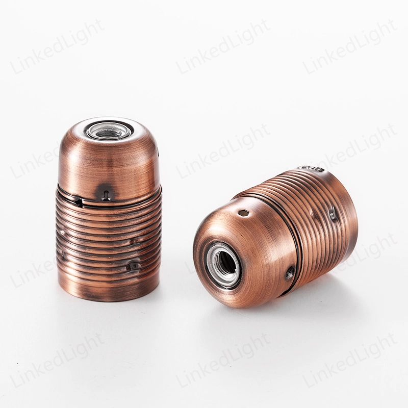 Red Copper E27 Edison Screw Metal Lampholder Light Socket