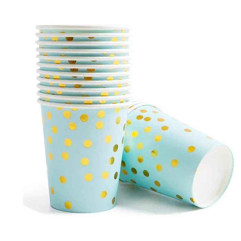 ورق عيد الشكر الذي يمكن التخلص منه بلوط كوبين بلو DOT Cups مجموعات أدوات المائدة