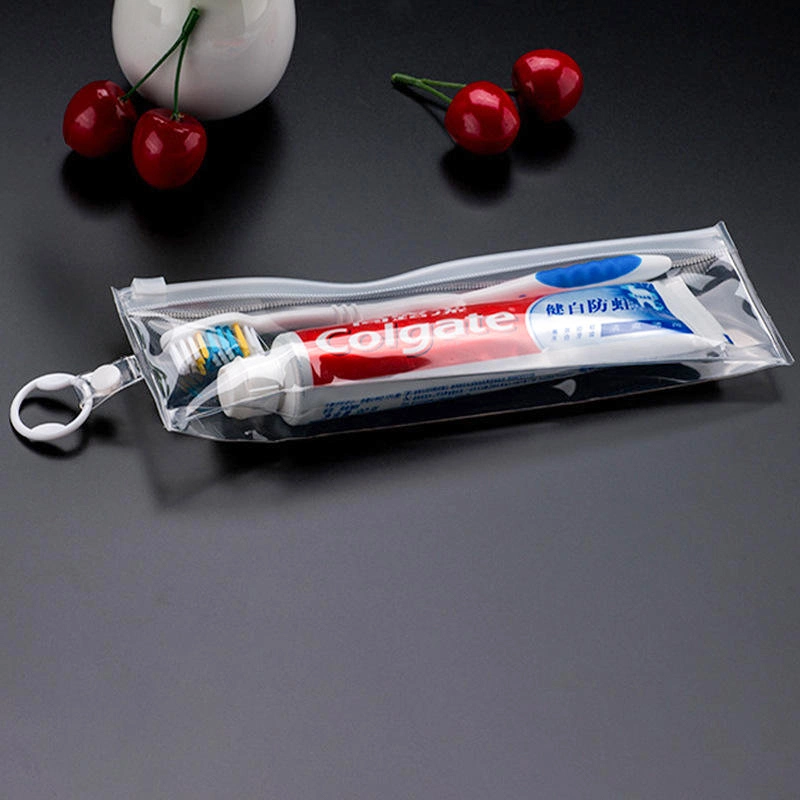 Custom Stand up Clear Soft EVA Toothbrush Zipper Bag Ziplock PVC Toothpaste Package Bag