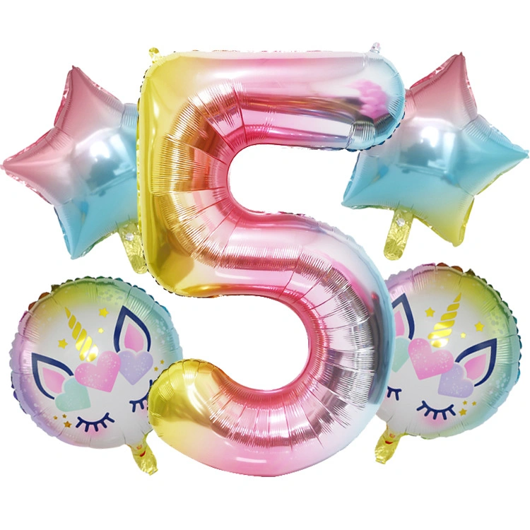 Unicorn Kids Birthday Party Decoration 40inch Number Foil Inflatable Balloons