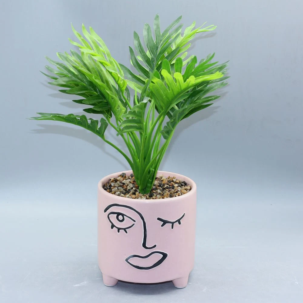 Artificial Green Plant in Ceramic Sexy Lady Body Pot, Potted Plant Table Decoration