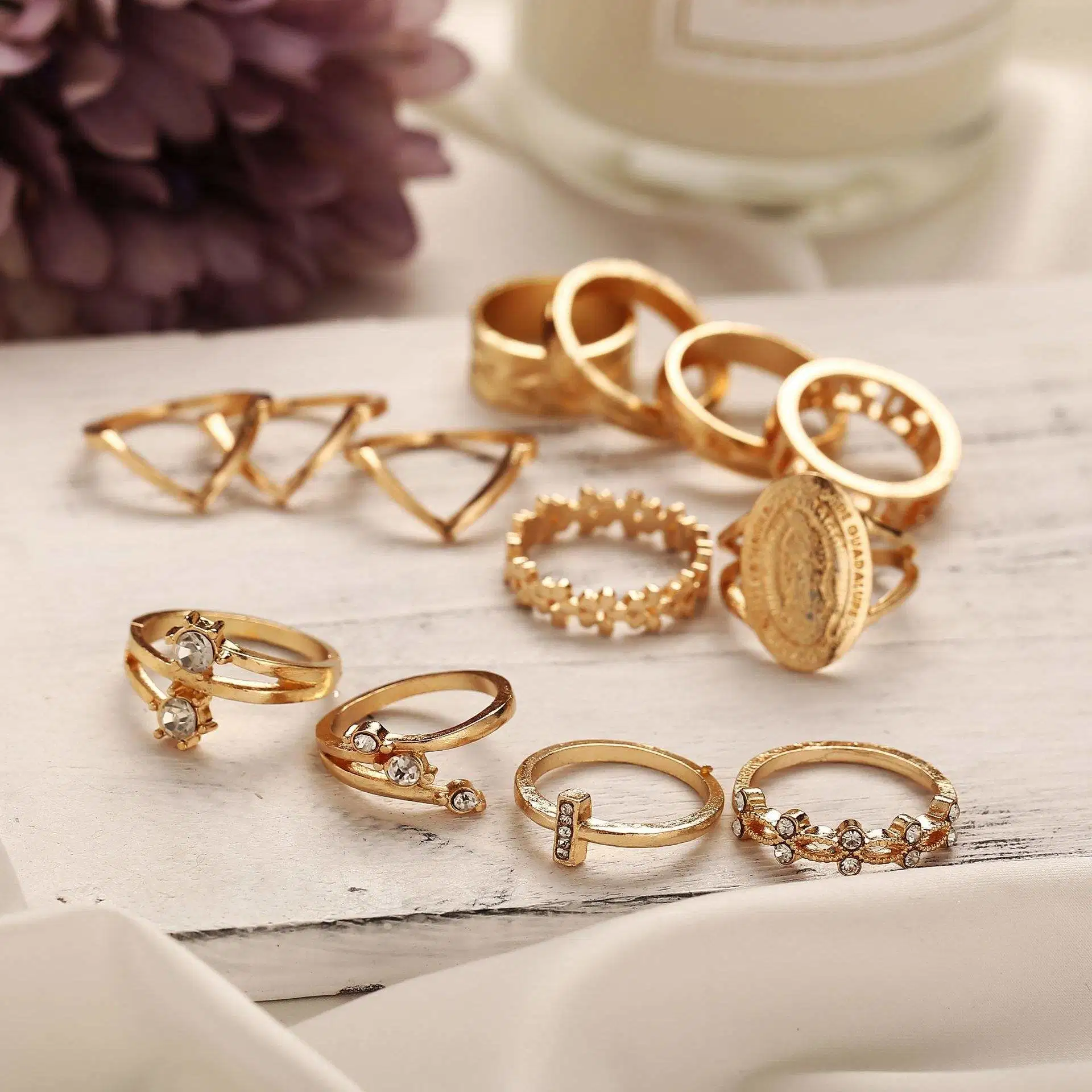 Fashion 13 PCS Set Ladies Rings Gold Finger Ring Set for Women Wholesale/Supplier